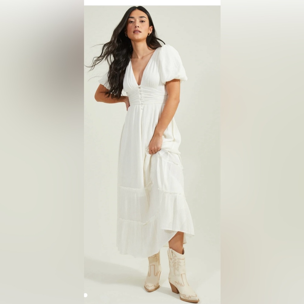 Lyla Dress White Boho Engagement